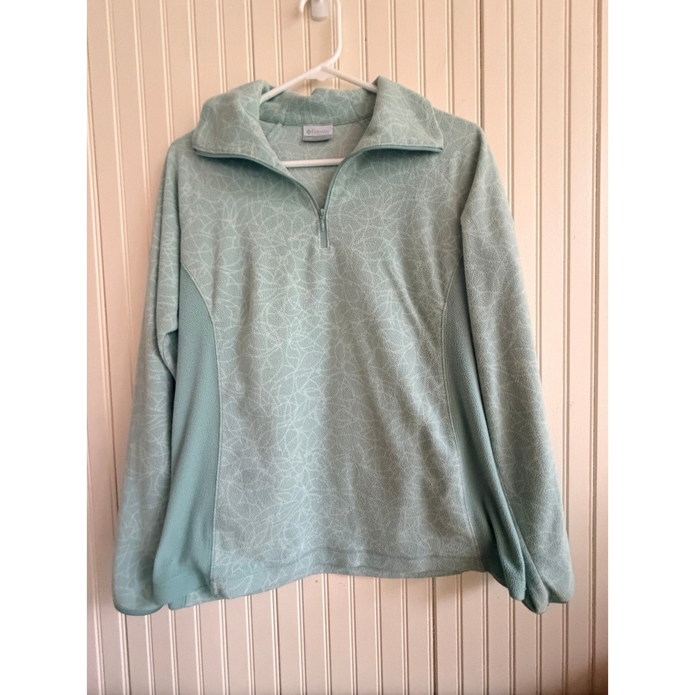 Columbia Womens Mint Green Printed Quarter Zip Fleece Pullover Jacket Large